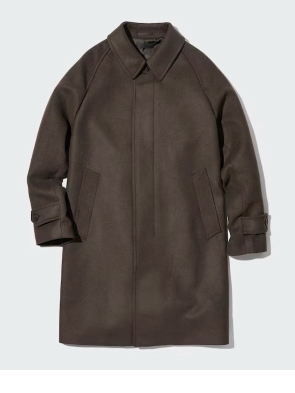UNIQLO Balmacaan Coat Dark Brown Men's Overcoat Size Medium